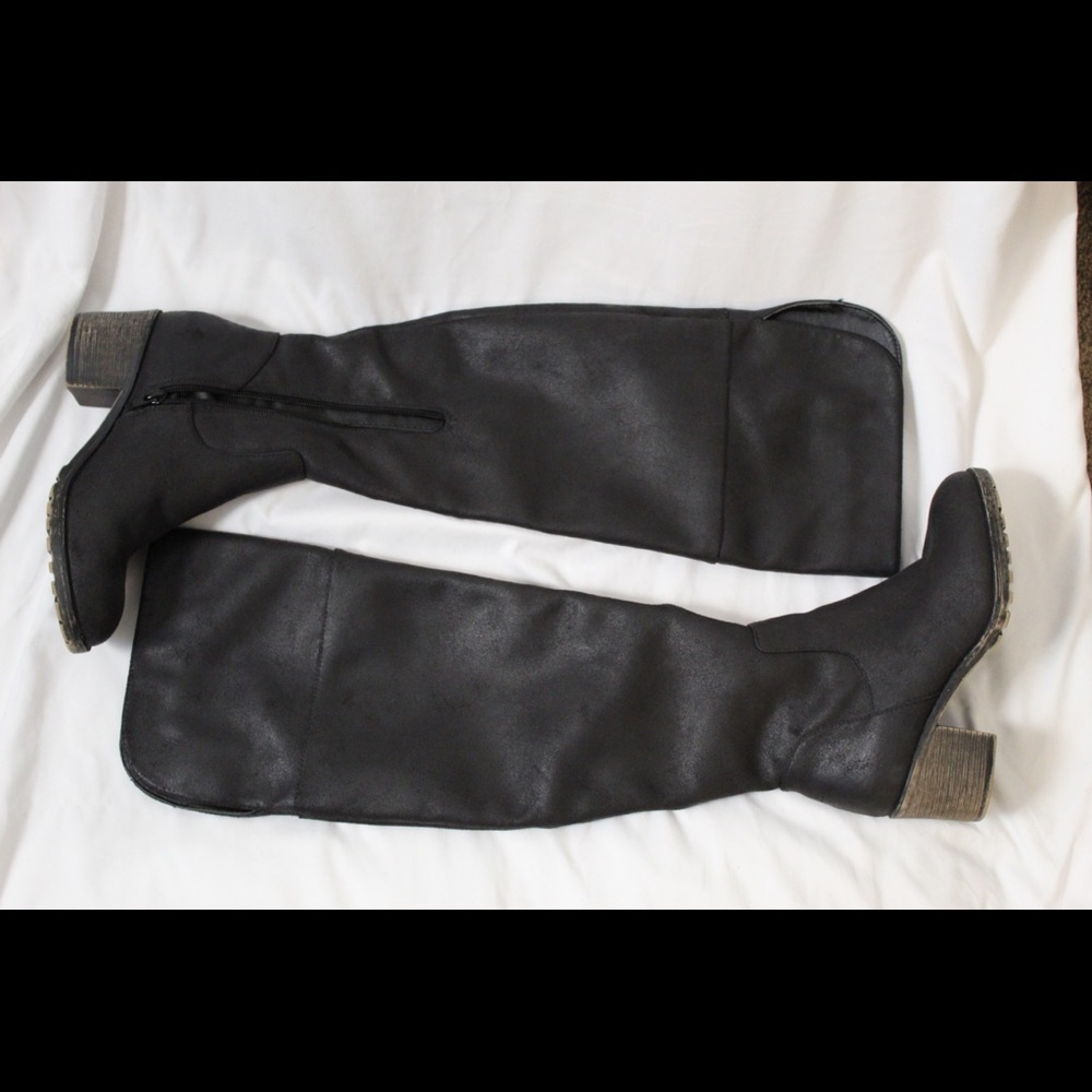 Over the knee charcoal boots